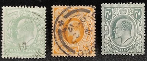 MATT'S STAMPS SCOTT GREAT BRITAIN #143-145 EDWARD VII ISSUES, MH/USED CV$60 - Picture 1 of 3