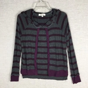 Anthropologie Testament Sweater Womens XS Hooded Gray Purple Striped Knit - Picture 1 of 9