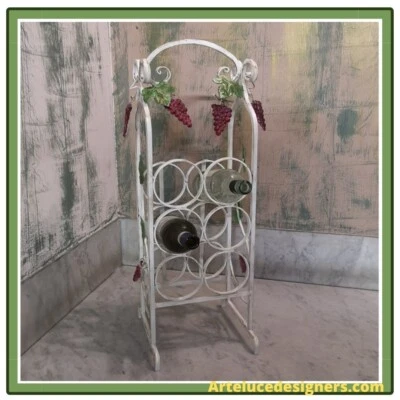 portabottiglie vino cantinetta in ferro stile shabby porta bottiglie 6 posti - Immagine 1 di 4