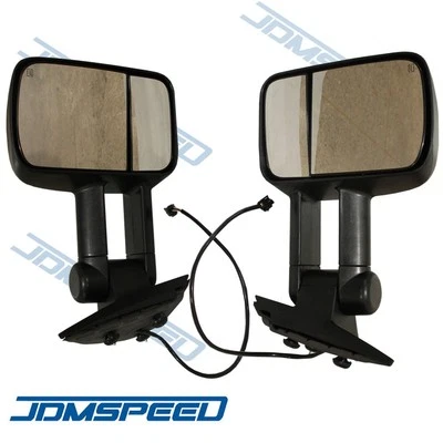 Комплект из пары черных буксировочных зеркал бокового обзора с электроприводом и подогревом для Chevy GMC 2007-2013 годов выпуска - Изображение 1 из 4