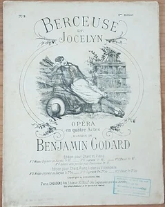 BERCEUSE de JOCELYN Opéra musique de Benjamin GODARD Chant & Piano en 1896 - Imagen 1 de 5
