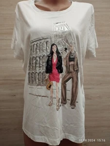 DKNY Womens White Top Tshirt Size Large - Picture 1 of 8
