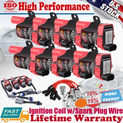 D585 Ignition Coil Spark Plug 8Pack For Chevy Silverado GMC LS1 LS3 4.8 5.3 6.0L - Image 1 of 4