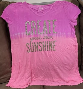 JUSTICE SWING T-SHIRT SZ 20 CREATE YOUR OWN SUNSHINE CRISS/CROSS PURPLE OMBRÉ! - Picture 1 of 4