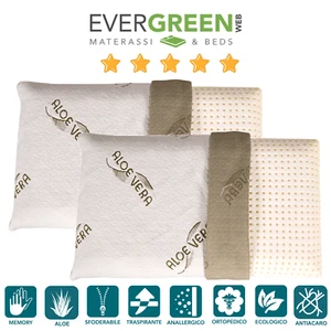 Memory Bettkissen 40x70 niedrig 9 cm Bezug mit ätherischen Ölen ALOE VERA ?? - Bild 1 von 9