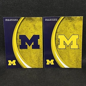 2015 Panini Collegiate Michigan Wolverines Blue & Gold Block M Maize #1 & #6 - Picture 1 of 2