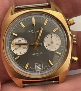 wisdor cronograph vajoux 7734 vintage watch orologio - Foto 1 di 8