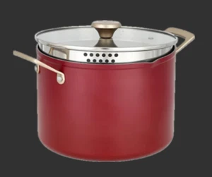 8 Quart Non Stick Stock Pot with lid and handles, red - Picture 1 of 3