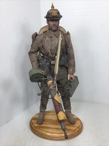 1/6 CUSTOM WW1 IMPERIAL GERMAN MG-08 MACHINE GUNNER LUGER FULL GEAR + OAK STAND - Picture 1 of 24