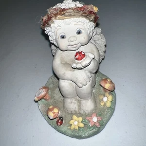 Cherub Angel With Ladybug Figurine Signed By Kristin In 1999 - Picture 1 of 6