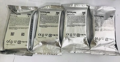 New Genuine Lexmark 150XL Black Cyan Magenta Yellow 4PK Ink Cartridges Bag - Image 1 of 2