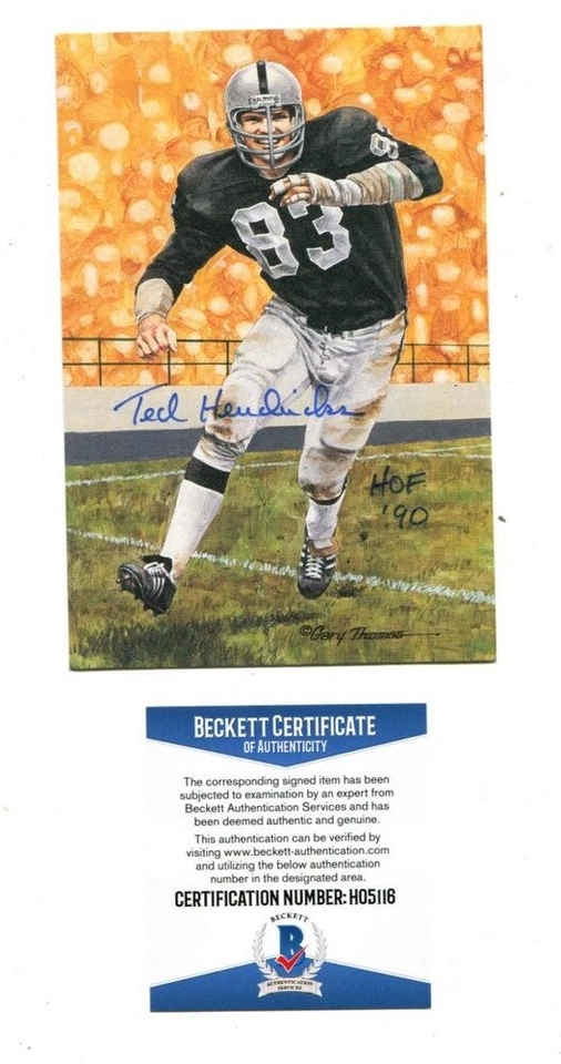Ted Hendricks 签名 Goal Line Art GLAC 亲笔签名 带名人堂突袭者 Beckett BAS — 第 1/1 张图片