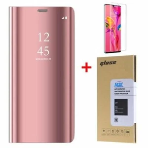 Coque Rabat Miroir Rose Pour Huawei P30 Pro + 1 Verre Trempe - Little Boutik® - Photo 1 sur 2