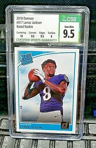 Lamar Jackson CGS Graded 9.5 2018 Panini Donruss 317 - Picture 1 of 2