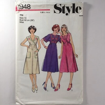 Style 1948 Bodice Kimono Sleeve Dress Pockets A Line Ladies New Uncut Pattern - Image 1 of 4
