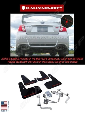 Rally Armor черные грязевые щитки с красным логотипом для 2011-2014 Subaru WRX / STI седан - Изображение 1 из 3
