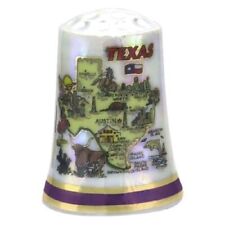 Texas State Map Pearl Souvenir Collectible Thimble agc