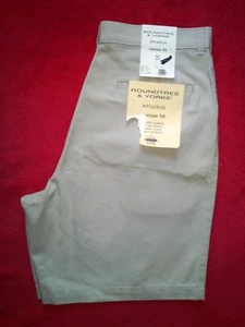 Men's New Roundtree & Yorke Khaki Beige Shorts Flat Front Size 32 - Picture 1 of 6