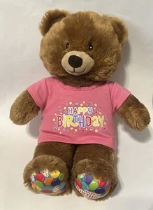 Build a Bear brauner Teddybär Happy Birthday rosa Shirt 16 Zoll Plüschtier Stofftier - Bild 1 von 5