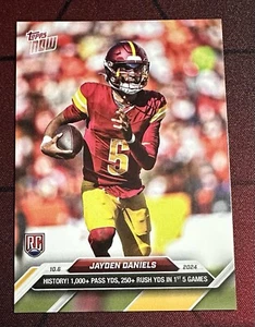 Jayden Daniels 2024 TOPPS NOW Football RC Rookie Card #6 - "History!" Commanders - Picture 1 of 5