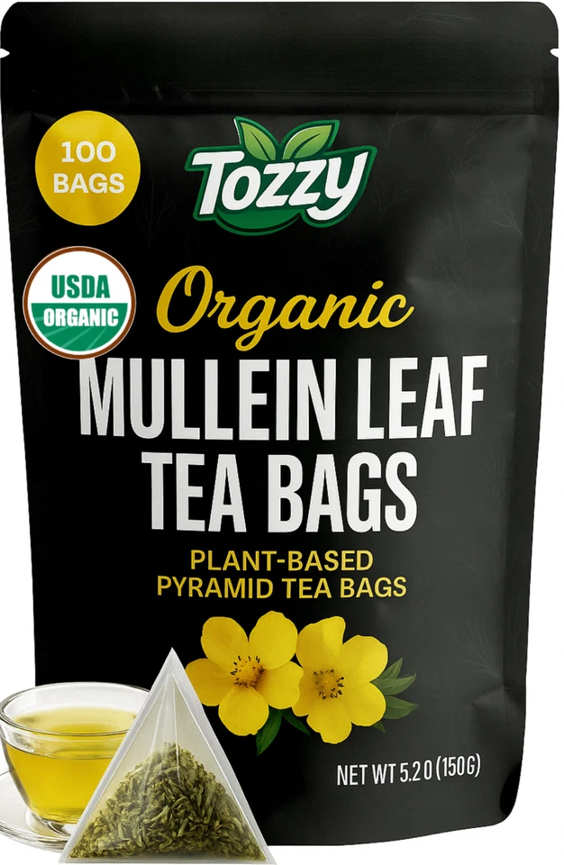 Organic Mullein Leaf Tea Bags - 100 Count (Plant-Based Pyramid Tea Bags) - Image 1 of 4
