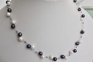 A82WS Süßwasser Perle Schmuck Halskette Perlenkette Collier Echtschmuck Ketten m - Bild 1 von 1