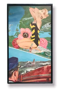Collage By Pete Reilly THR Smooth Sailing Ahead Framed Art 8.25” X 14.25” - Picture 1 of 2