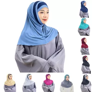 2 pezzi Amria Hijab sciarpa testa musulmana scialle cofano turbante berretto interno cappello ninja - Foto 1 di 75