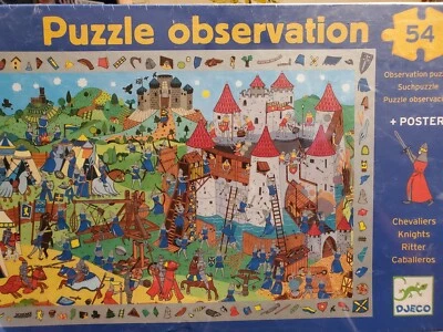 Djeco Puzzle Observación 54 Piezas - Caballeros (Caballeros) PUZZLE Y PÓSTER NUEVO Foto 1 de 2