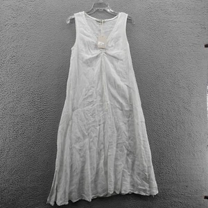 NWT Francesca Bettini Linen Sleeveless Midi Dress Small White Women Italy Beach - Picture 1 of 15