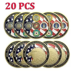 20 pz moneta commemorativa Thank You For Your Service US Military Family Challenge - Foto 1 di 11