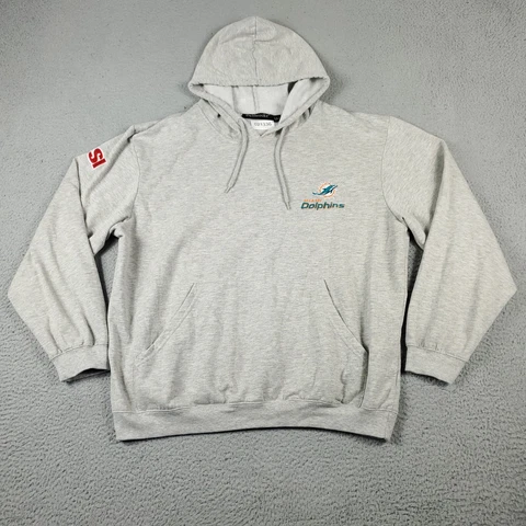 Miami Dolphins Sweater Mens XL Gray Pullover Hoodie Sweatshirt NFL Football Cover