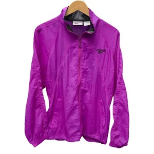 Vintage Reebok Woman’s Windbreaker Light Jacket Size Medium Pink Embroidered - Picture 1 of 4