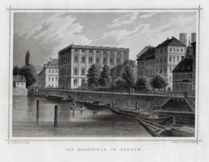 BERLIN: Die Bauschule. Originaler Stahlstich Hablitscheck um 1880 - Picture 1 of 1