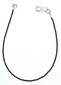 Pulsera de piedras preciosas de circón negro de 2 mm cuentas redondas de plata fina 925 de 8" G-21 - Imagen 1 de 7