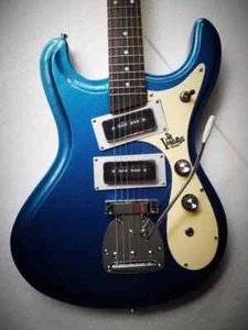 Mosrite Venture 2024 Metallic Blue Electric Guitar, Dark Aqua White Pickguard, - Picture 1 of 6
