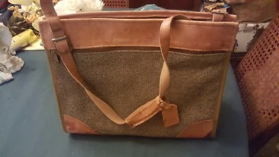 Bolsa de equipaje de viaje Hartmann Tweed de cuero marrón vintage 17x14 Foto 1 de 4