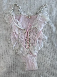 Vintage 60s Lisette Lingerie RARE Bodysuit Ruffles Lace Flowers size small - Picture 1 of 8