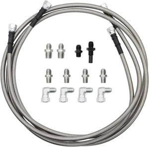 6AN 70" Transmission Oil Cooler Hose Line kit Compatible with 4L60E Silver - Picture 1 of 7