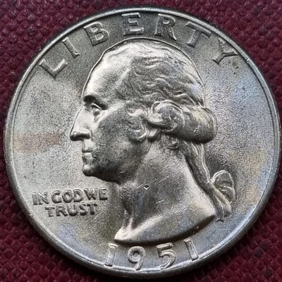 1951 D Washington Quarter 25c Silver BU UNC Uncirculated Denver #95099 - Image 1 of 2