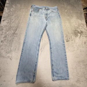 Levis 501 Jeans Herren 30x29 helle Waschung blau Denim gerades Bein Knopfleiste klassisch - Bild 1 von 12
