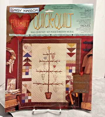 Kit de edredón de árbol emplumado Daisy Kingdom Folk Heart 1996 acabado tamaño 31" x 33" Foto 1 de 4