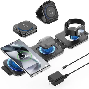 Foldable 3 in 1 Wireless Charger for Samsung Multiple Devices, Travel Wireless C - Picture 1 of 10