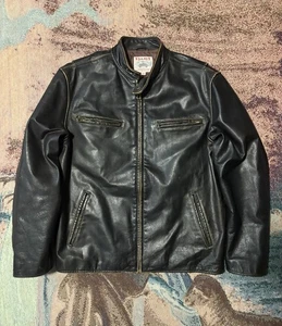 Vintage ROAMER Golden Bear Sportswear Leather Biker Jacket Size Large Black - Picture 1 of 5
