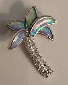 Colgante/dije de palmera de ópalo de plata de ley - Imagen 1 de 5