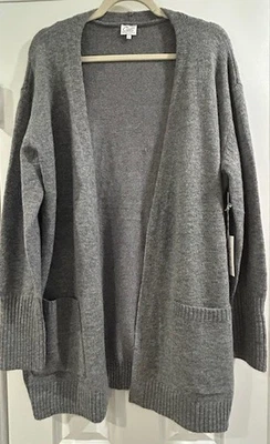Cárdigan largo gris jaspeado suave suave nuevo mediano/grande suéter bolsillos Foto 1 de 4