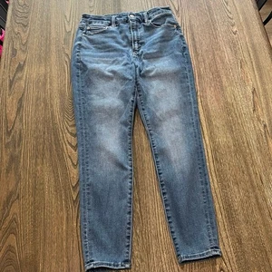 Pantalones de mezclilla elásticos de lujo de tiro alto American Eagle AE BFF azul talla M - Imagen 1 de 12
