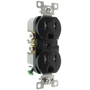 HUBBELL BR15BLKTRZ RECEPTÁCULO DÚPLEX MANIPULADOR COMERCIAL, TR, 15A, 120V, NEGRO - Imagen 1 de 3