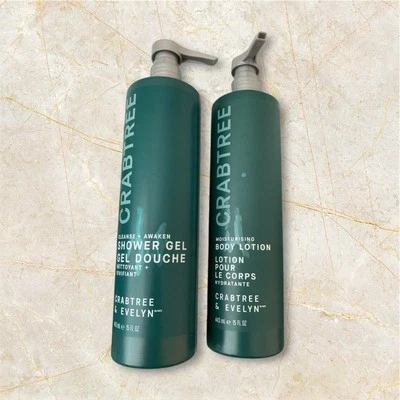 Crabtree & Evelyn Moisturizing Lotion & Cleanse Awaken Shower Gel Jumbo 15oz New - Image 1 of 2