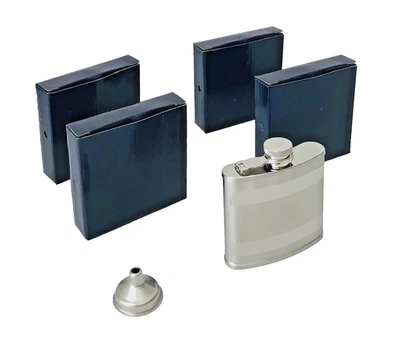 Frasco de licor 4 piezas padrinos de boda-fiesta regalo-nuevo en caja con embudo-acero Foto 1 de 4